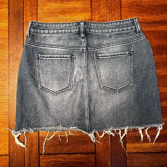 Vintage Pac Sun Blue Denim Jean Mini Skirt Distressed Cut-Off Frayed Hem Size 28 - Picture 11 of 11